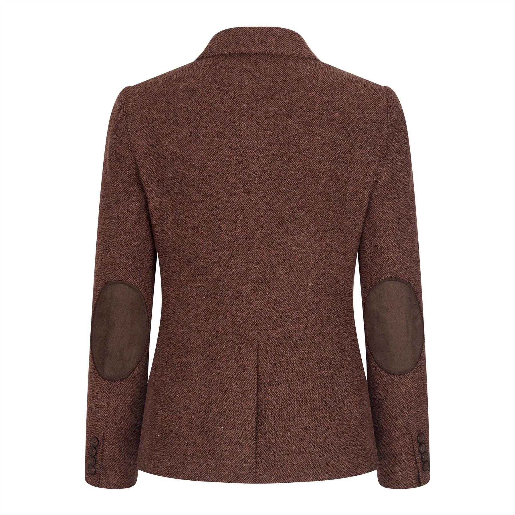 WS-12 - Blazer da donna in tweed a spina di pesce in lana marrone ruggine