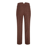 WS-12 - Pantaloni da abito in tweed da donna a spina di pesce in lana marrone ruggine