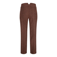 WS-12 - Pantaloni da abito in tweed da donna a spina di pesce in lana marrone ruggine