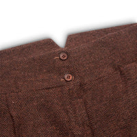 WS-12 - Pantaloni da abito in tweed da donna a spina di pesce in lana marrone ruggine