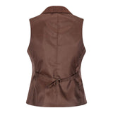 WS-12 - Gilet da donna in tweed a spina di pesce in lana marrone ruggine