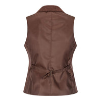 WS-12 - Gilet da donna in tweed a spina di pesce in lana marrone ruggine