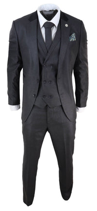 Mens 3 Piece Charcoal Grey Suit