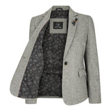 wsn03 - Giacca blazer grigia in tweed da donna con toppa bassa Peaky anni '20