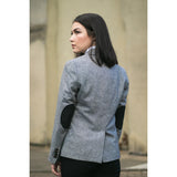 wsn03 - Giacca blazer grigia in tweed da donna con toppa bassa Peaky anni '20