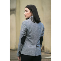wsn03 - Giacca blazer grigia in tweed da donna con toppa bassa Peaky anni '20