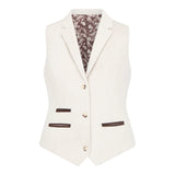 WSN15 - Gilet in tweed misto lana color crema da donna