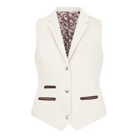 WSN15 - Gilet in tweed misto lana color crema da donna