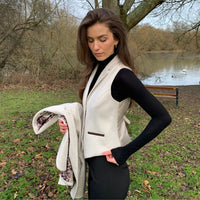 WSN15 - Gilet in tweed misto lana color crema da donna